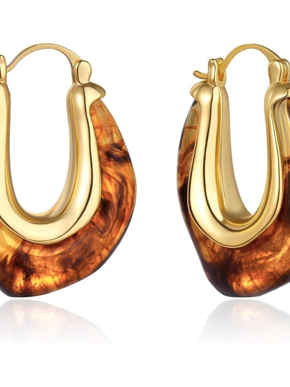 Stylish Acrylic Hoop Earrings for Women, 14K Gold-Plated, Versatile Design